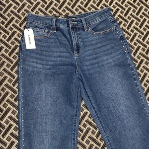Express embellishes jean Mid Blue wash studs size 6
